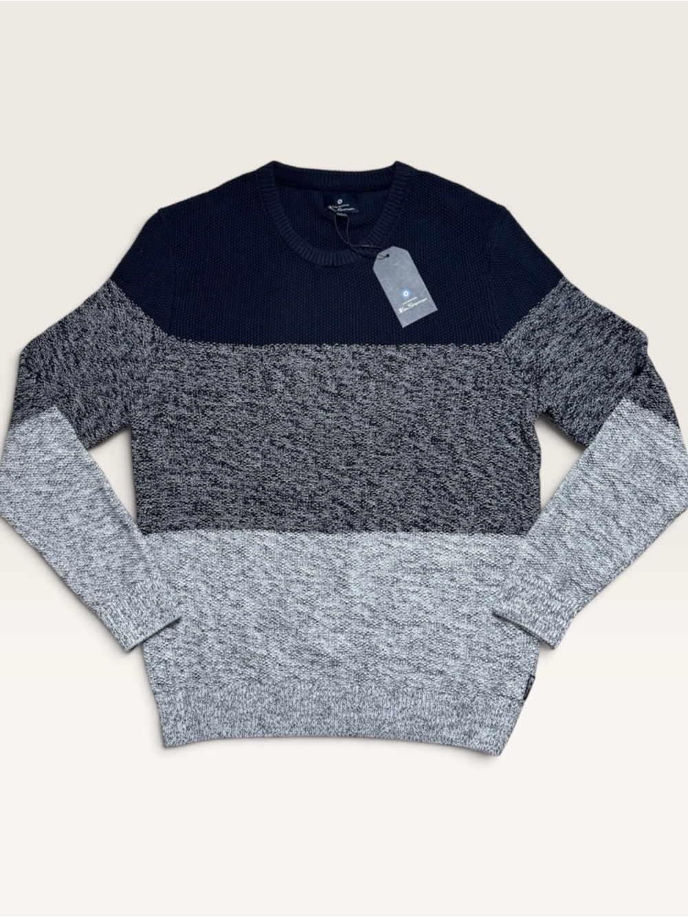 Ben Sherman NWT Colorblock Knit Sweater Men’s Medium Navy Gray